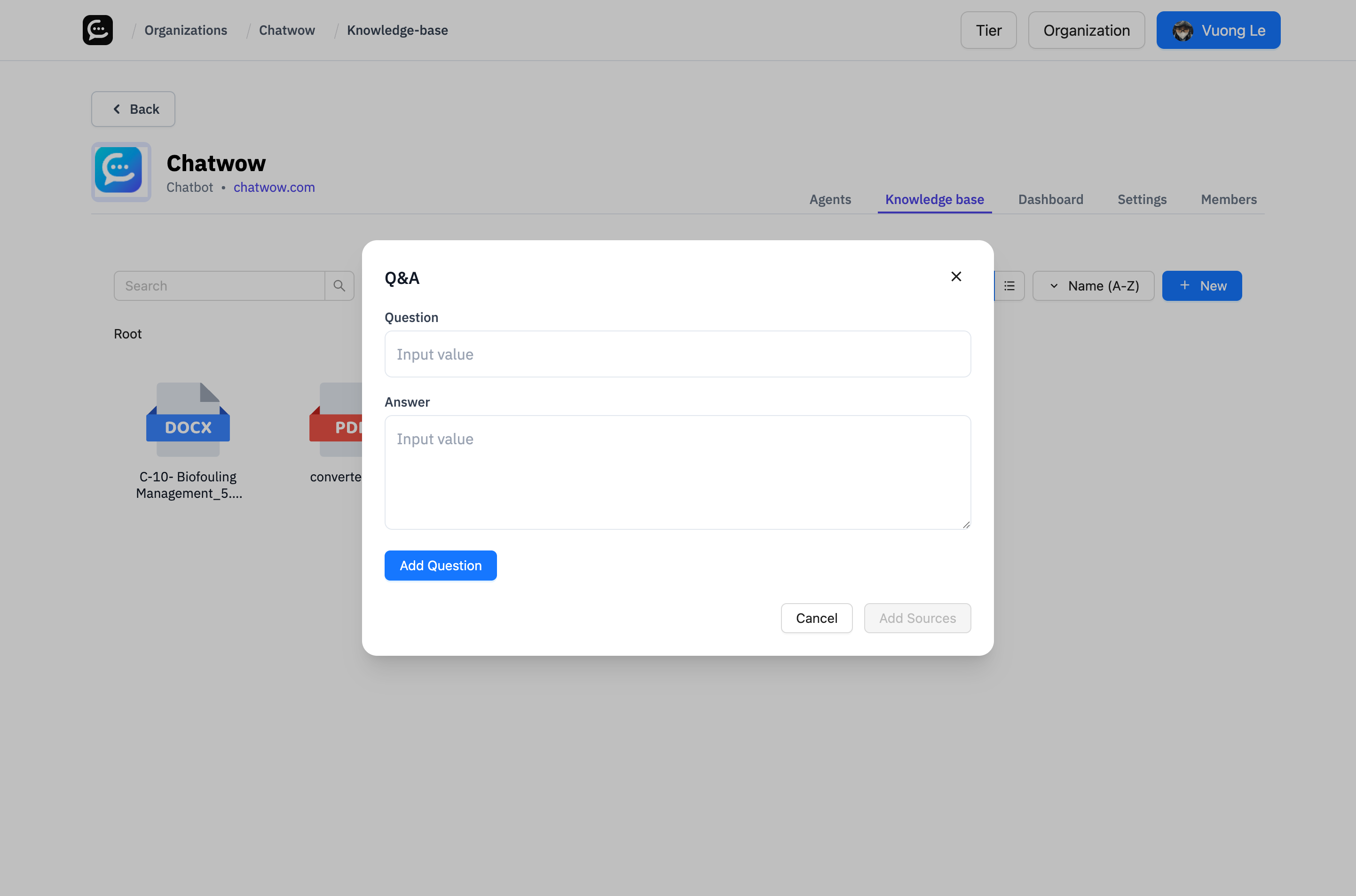 Q&A Pairs Interface
